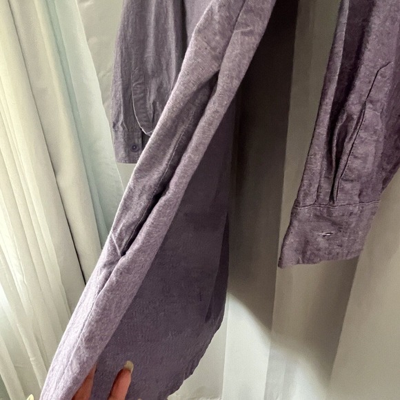 J Peterman Womans Shirt Dress Size 12 Purple 100% Cotton 4 Pockets Long Sleeve - Picture 8 of 14